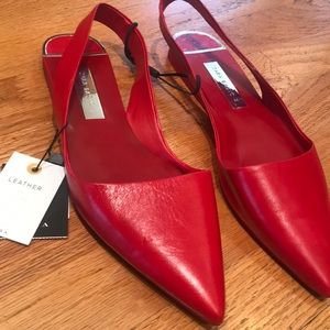 Zara Red Sling Back Flats (WITH TAGS)